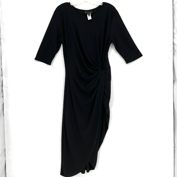 Buffalo Jeans Black Dress XL Modest Midi Quarter Sleeve‎ Slimming Casual - Picture 1 of 7